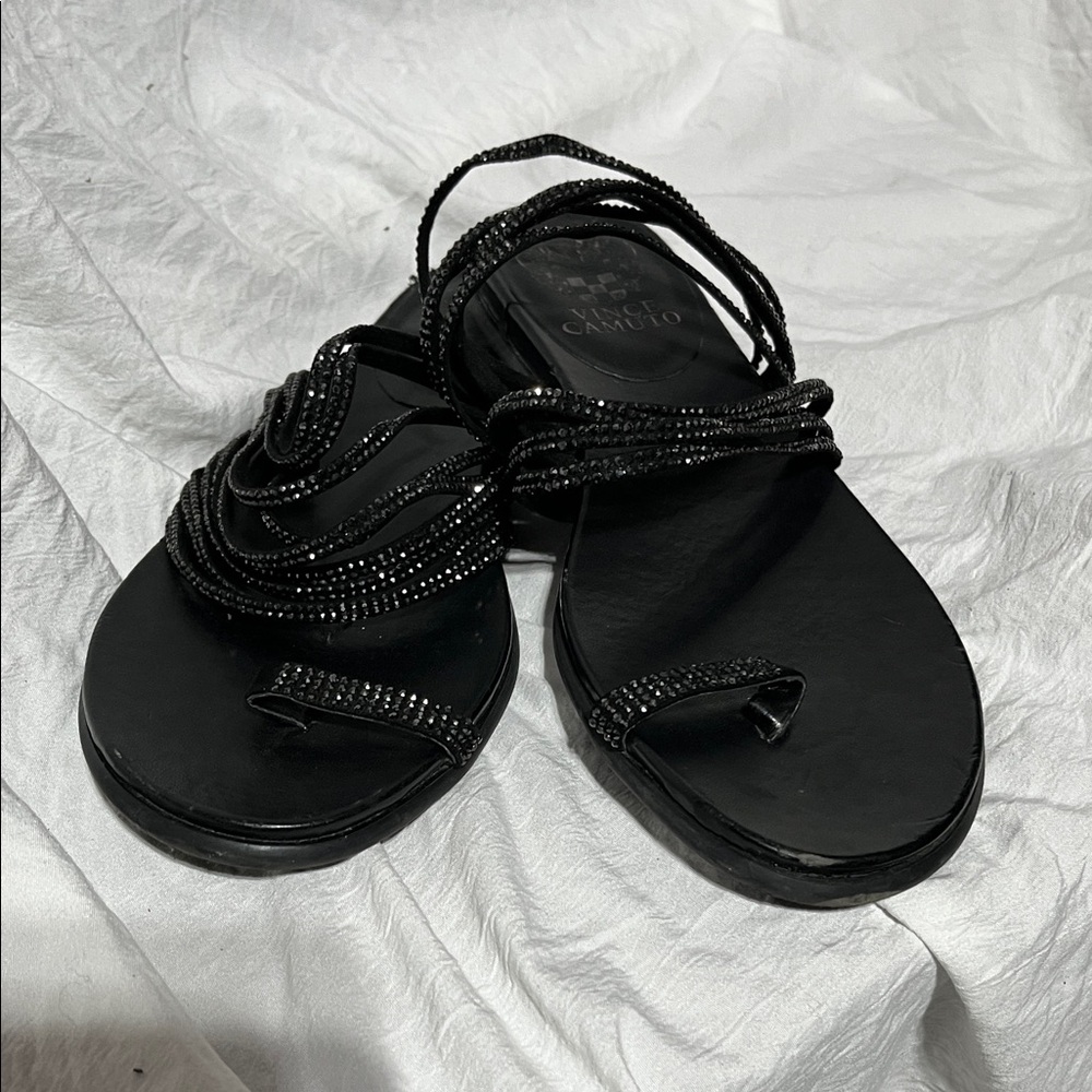 Vince Camuto Black Beaded Sandals